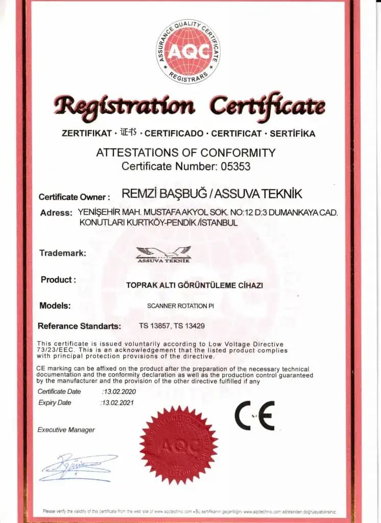 Assuva Teknik Sertifika Numarası:05353