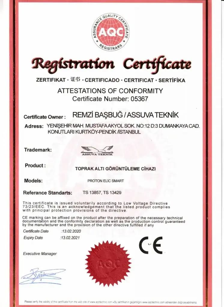 Assuva Teknik Sertifika Numarası:05367