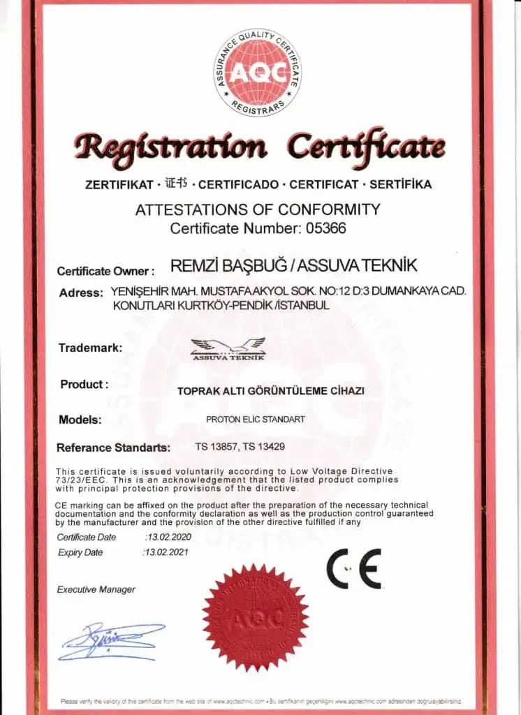 Assuva Teknik Sertifika Numarası:05366