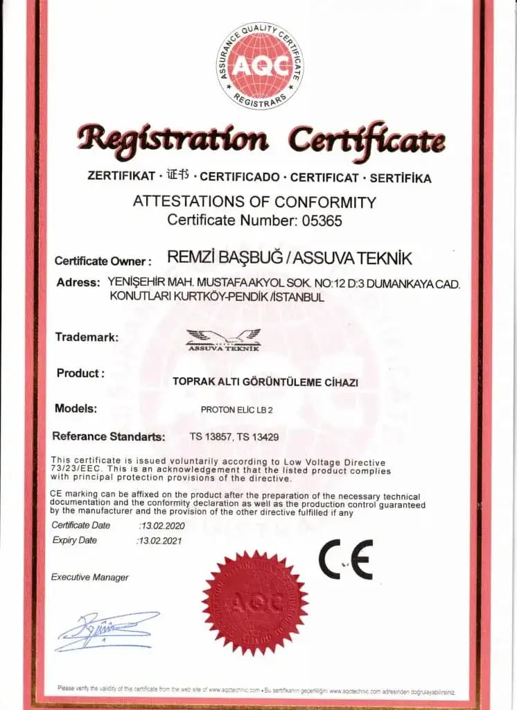Assuva Teknik Sertifika Numarası:05365