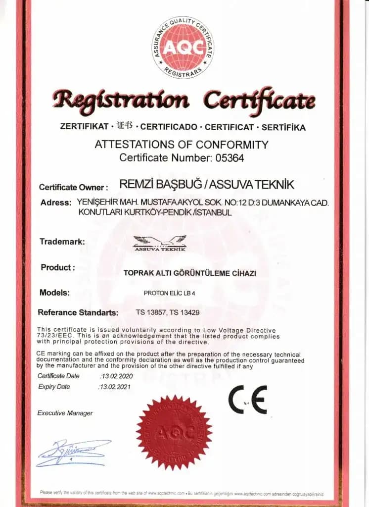 Assuva Teknik Sertifika Numarası:05364