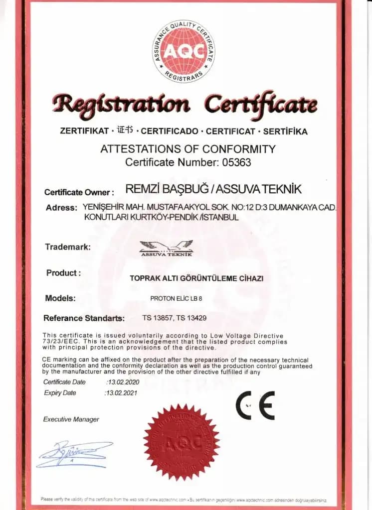 Assuva Teknik Sertifika Numarası:05363