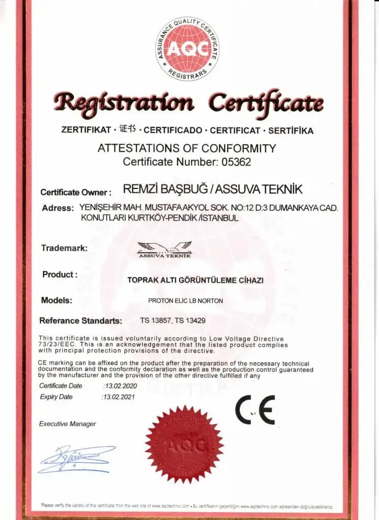 Assuva Teknik Sertifika Numarası:05362