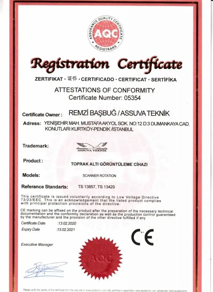 Assuva Teknik Sertifika Numarası:05354