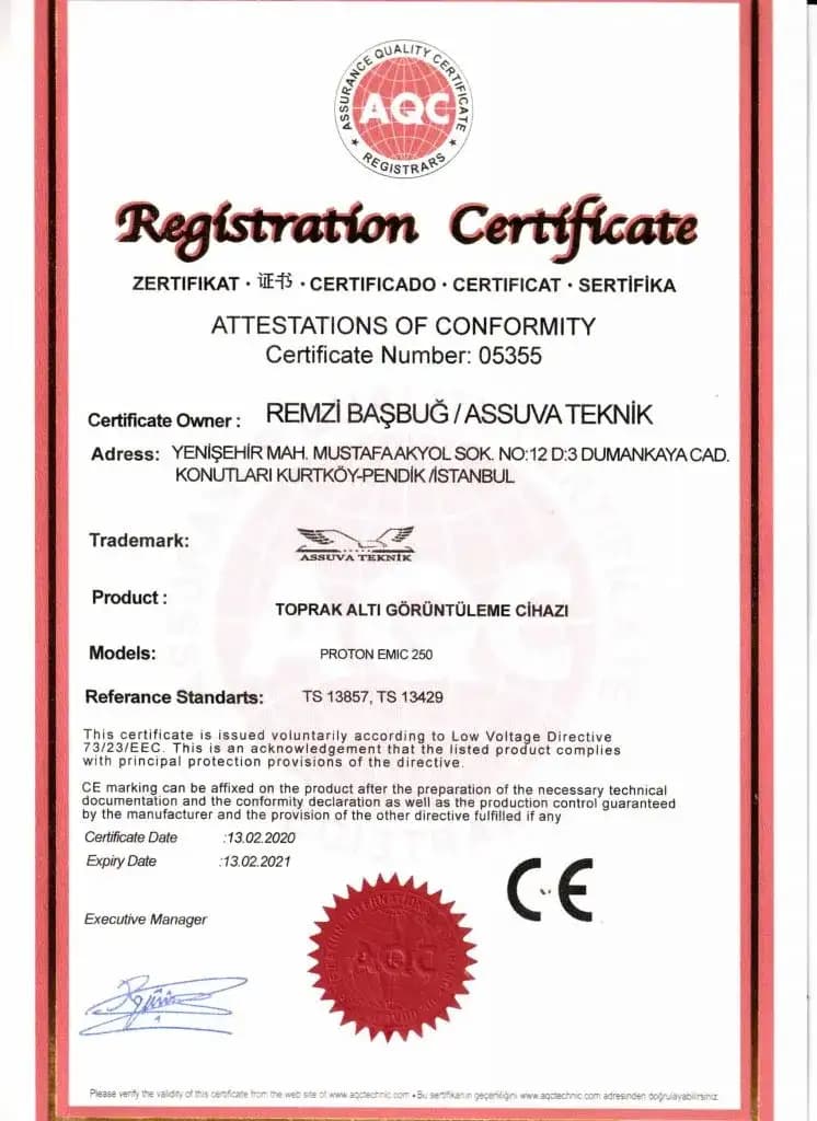 Assuva Teknik Sertifika Numarası:05355