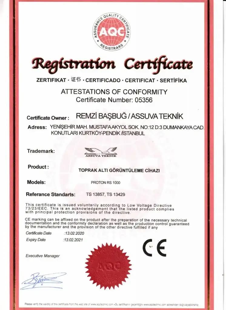 Assuva Teknik Sertifika Numarası:05356