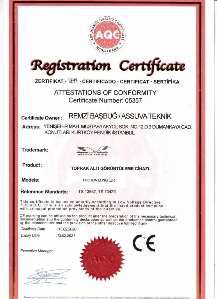 Assuva Teknik Sertifika Numarası:05357