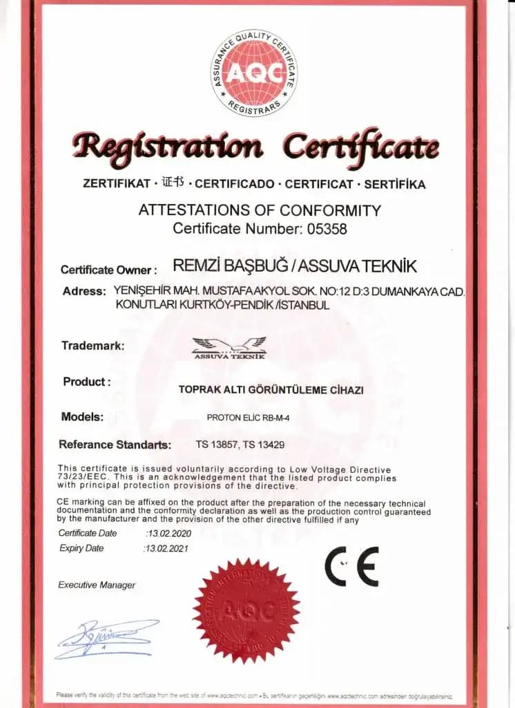 Assuva Teknik Sertifika Numarası:05358