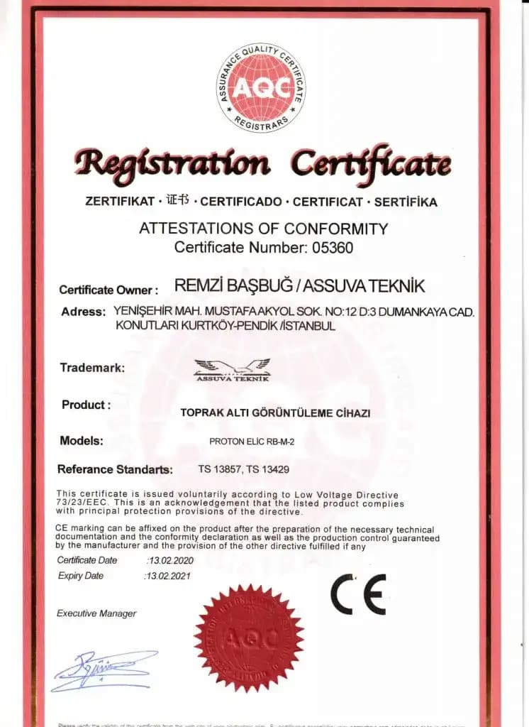 Assuva Teknik Sertifika Numarası:05360