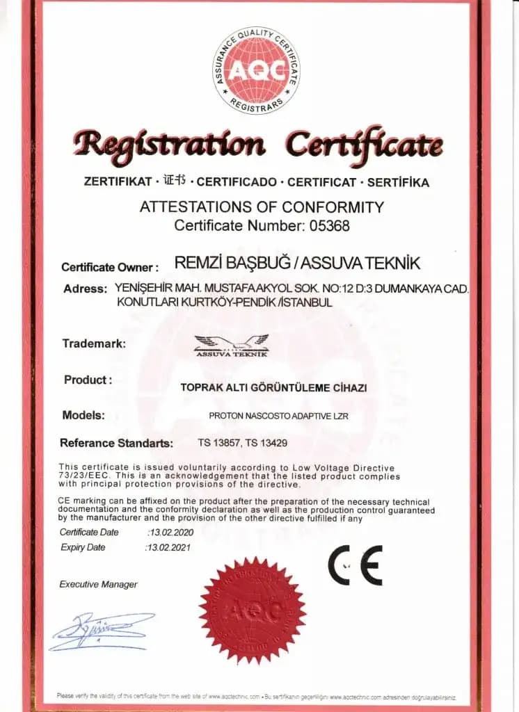 Assuva Teknik Sertifika Numarası:05368