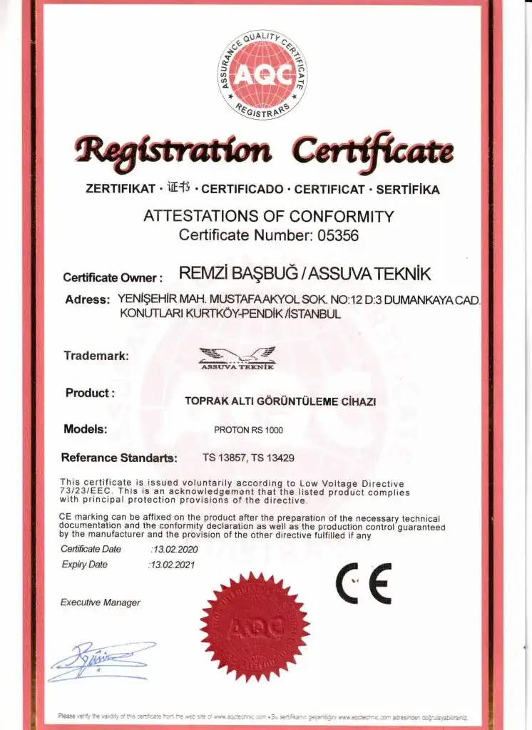 Assuva Teknik Sertifika Numarası:05356