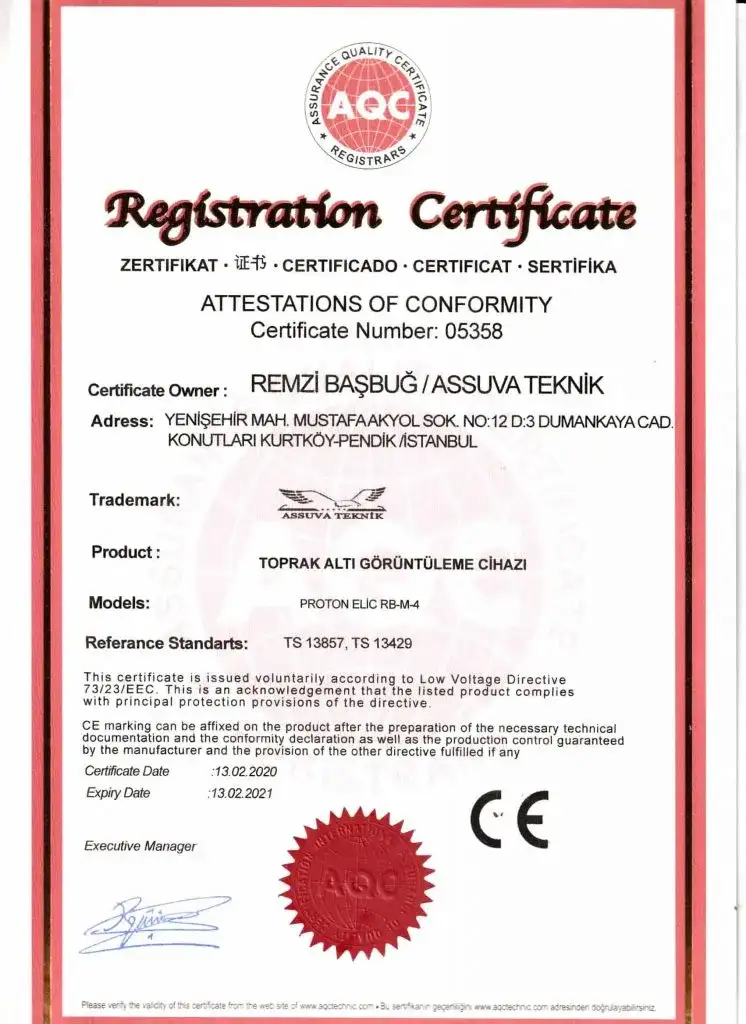Assuva Teknik Sertifika Numarası:05358
