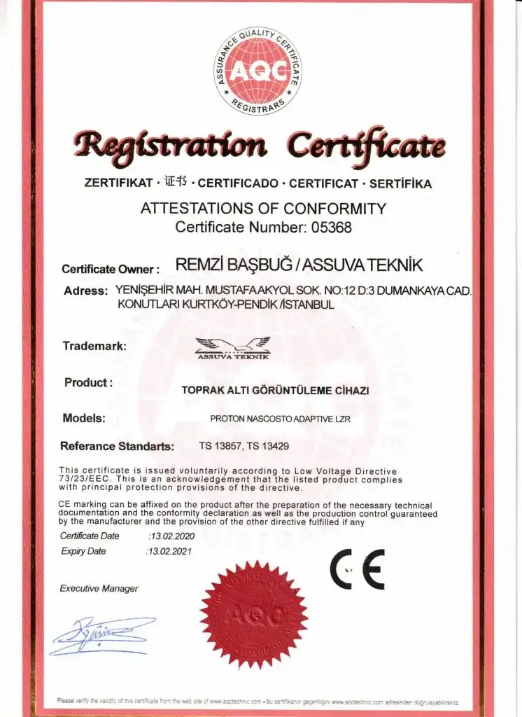 Assuva Teknik Sertifika Numarası:05368
