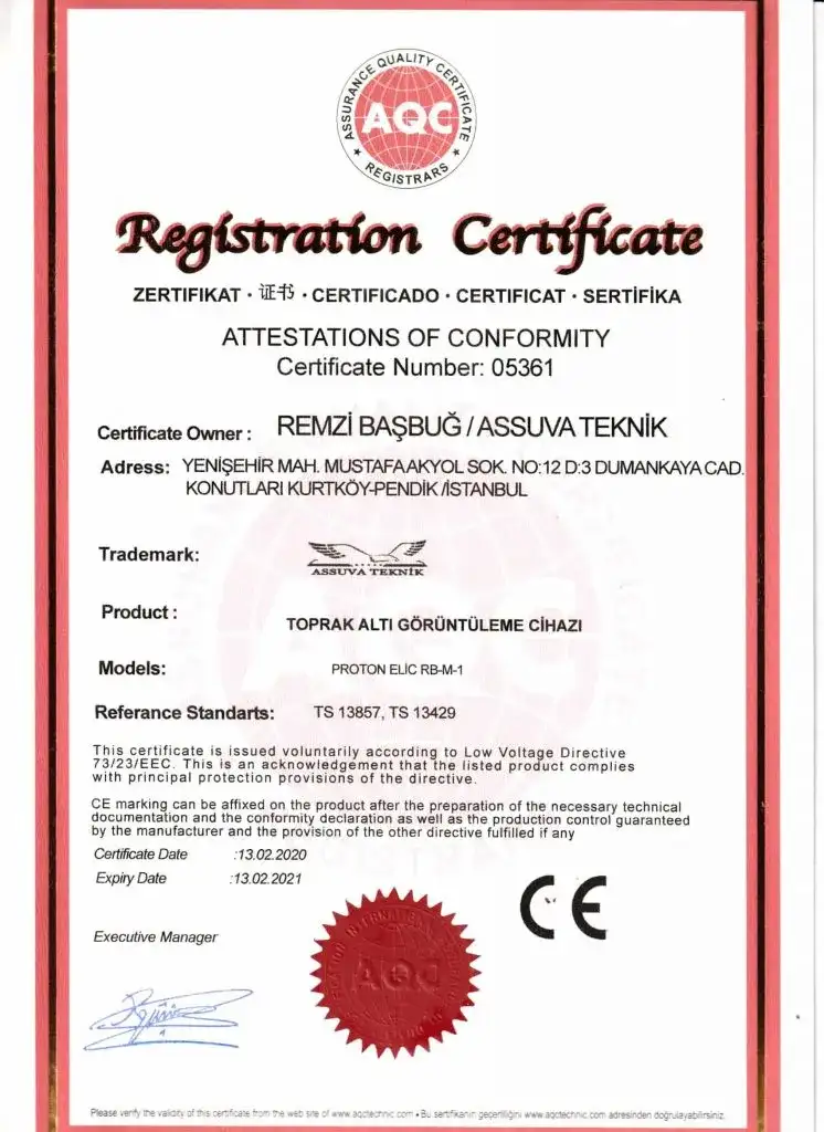 Assuva Teknik Sertifika Numarası:05361