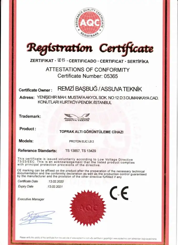Assuva Teknik Sertifika Numarası:05365