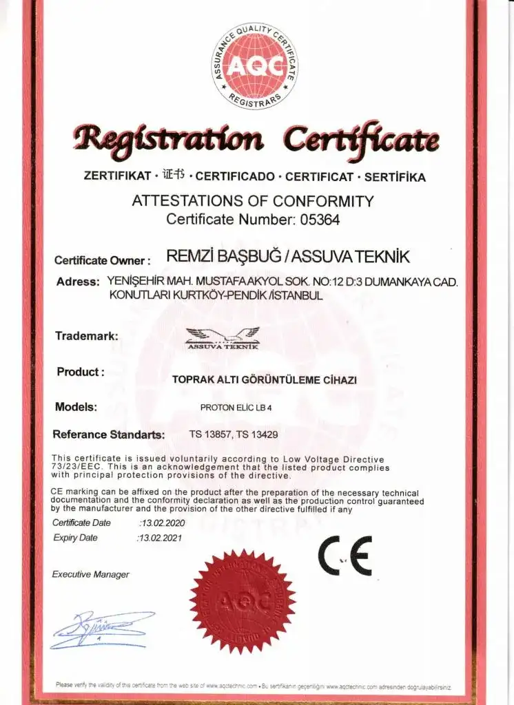 Assuva Teknik Sertifika Numarası:05364
