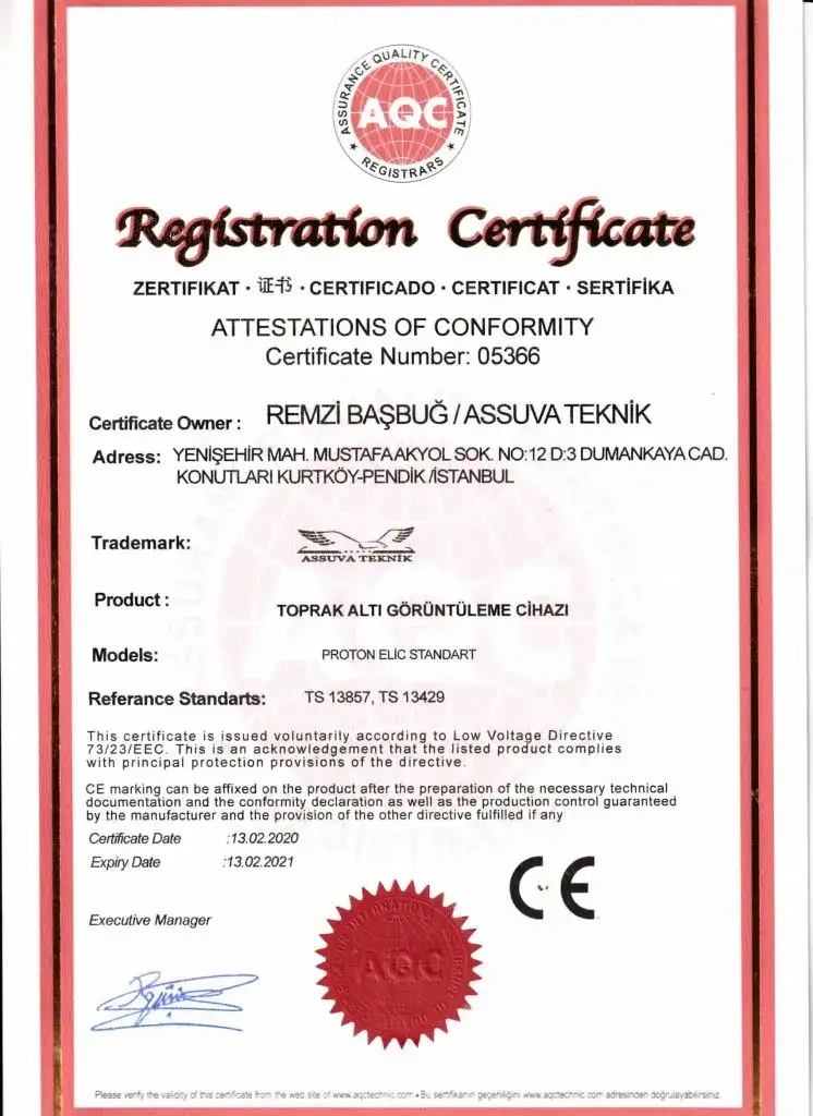 Assuva Teknik Sertifika Numarası:05366